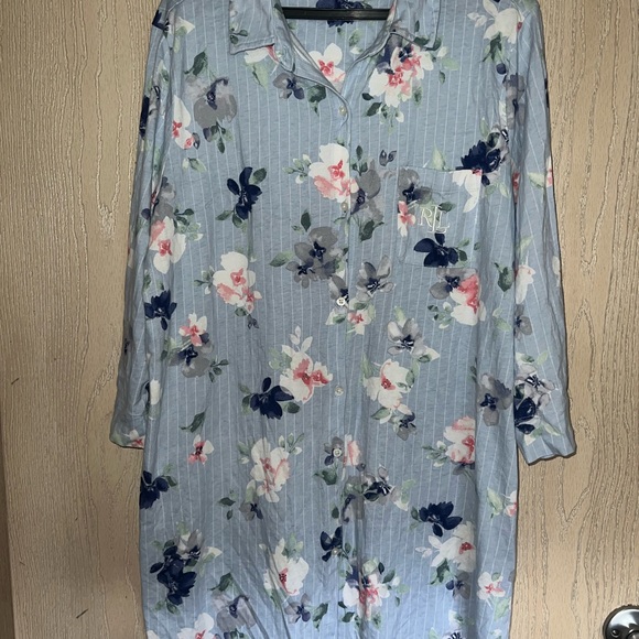 Floral Button-Down Sleepshirt - Picture 1 of 5